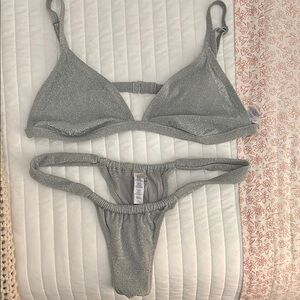 Skims Swim Sparkly Silver Bikini Set